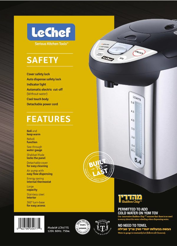 Le Chef 6.3 Hot Water Urn with Shabbos Chip