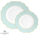 Ice blue gold scalloped plastic plates.