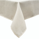 Light-colored tablecloth with a visible weave, showing how it falls over the edge of a surface.