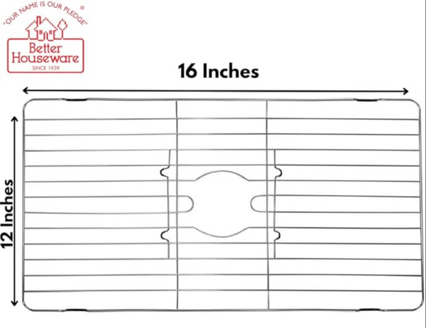 Premium Stainless Steel Kitchen Sink Grid, ideal for protecting sinks and drying dishes. This durable rack features rubberized feet and an opening for the drain, designed for easy operation and versatile kitchen preparation.