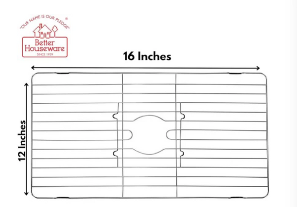 Premium Stainless Steel Kitchen Sink Grid, ideal for protecting sinks and drying dishes. This durable rack features rubberized feet and an opening for the drain, designed for easy operation and versatile kitchen preparation.