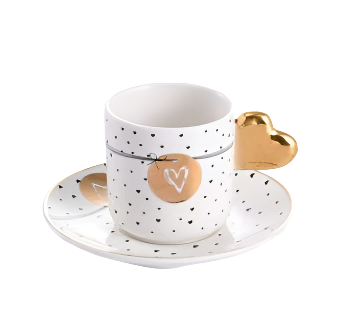 Pampa Bay Gift Collection white espresso cup with matching saucer, displayed elegantly on a white background.