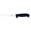 5.5-inch stiff utility boning knife with extra wide straight blade and black handle on white background.