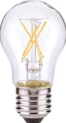 Satco 40W B11 white incandescent light bulb with medium base shown upright on a white background.