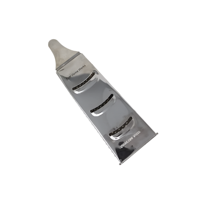 9.5-inch 4-sided stainless steel box grater with ergonomic handle, shown on a white background.