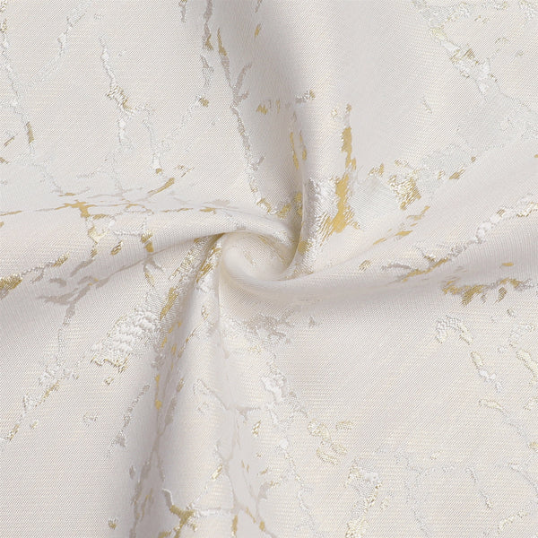 54" x 72 Polyester Tablecloth-  Jacquard, Marble White/Gold