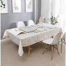 54" x 72 Polyester Tablecloth-  Jacquard, Marble White/Gold