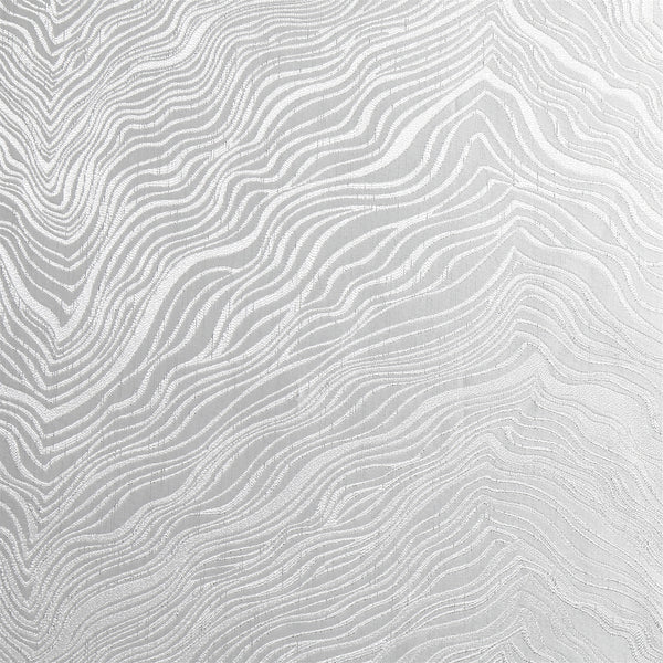 Silver jacquard rectangular tablecloth with hem-stitched edges displayed on a white background.