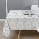 60" x 90" Tablecloth- Jacquard, Silver Mosaic Marble