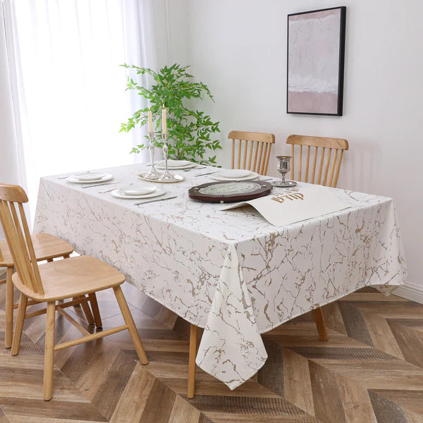 Majestic Giftware Velvet Tablecloths for Rectangle Tables 70" X 108" Glacier Gold Print Hem Stitch Dining Table Cover