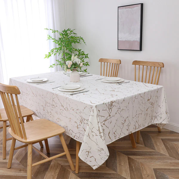 Majestic Giftware Velvet Tablecloths for Rectangle Tables 70" X 120" Glacier Gold Print Hem Stitch Dining Table Cover