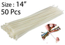 50pc 14" (350mm) Nylon Zip Ties White