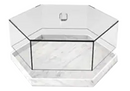 Acrylic Hexagon Cake Plate with Dome Cover Marble Design