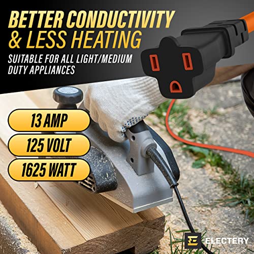 Orange Extension Cord 100 Ft 16/3 SJTW 3 Prong Outdoor Extension Cord 10+ ft - 13 Amps, 125V, Power Cord - Flexible Waterproof Weather Resistant Grounded Plug - ETL Listed for Indoor and Outdoor Use