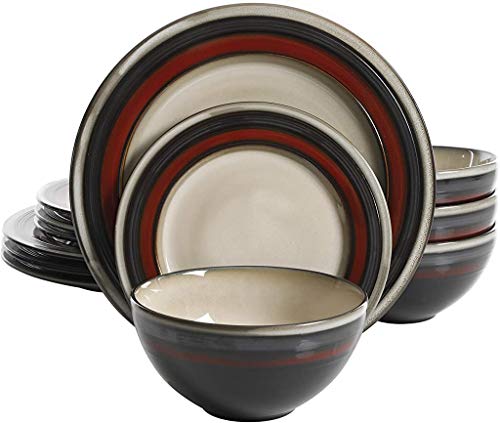 Gibson Elite Everston 12 Piece Dinnerware Set, Red