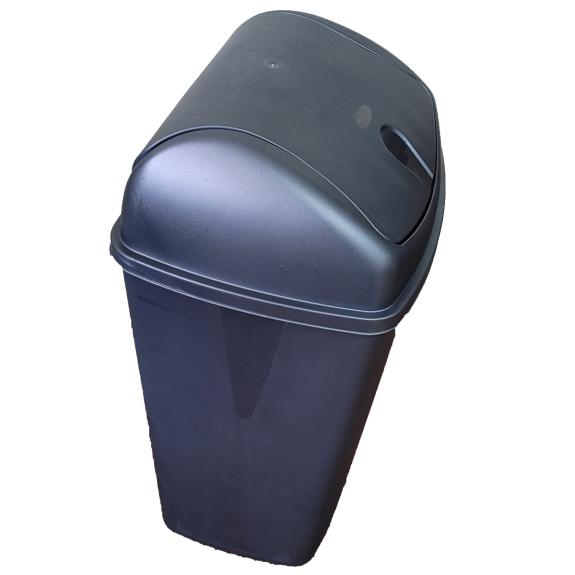 Plastic Swing Trash Bin 25 Liter, Black
