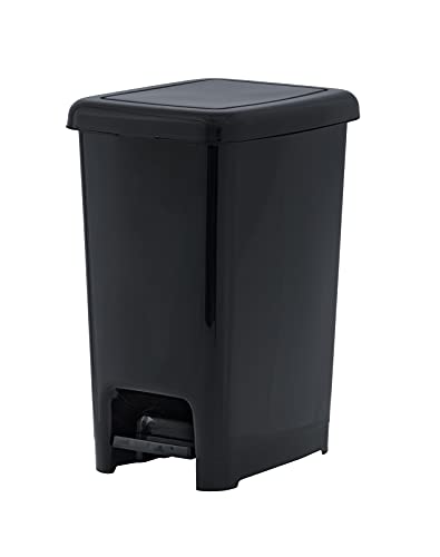 Superio Kitchen Trash Can, Slim Step On Garbage Can with Foot Pedal, 16 Gallon, 64 Qt. Large Black Heavy Duty Plastic Trash and Recycling Bin