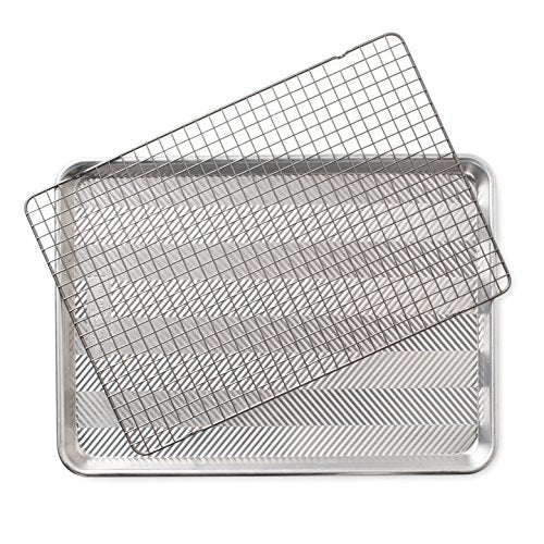 Nordic Ware 2-Piece Set-Prism Half Sheet w/Oven Safe Nonstick Grid, Aluminum