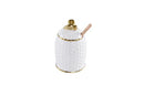 Pampa Bay Get Gifty Porcelain Honey Jar and Comb Dipper, White with Gold Trim