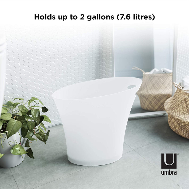 Umbra 1006232-661-A60 Skinny Sleek & Stylish Bathroom Trash, Small Garbage Can 2 Gallon Capacity, White, 2-Pack