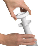 White and stainless steel Cuisipro Scoop and Stack ice cream scoop with cylindrical shape for neat dessert presentation