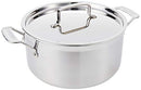  A stainless steel Cuisinart 6-quart saucepot with lid and riveted handle, shown on a white background.