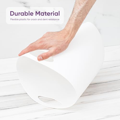 Superio Slim Bathroom Trash Can 2 Gallon White Plastic Small Compact Waste Basket for Bedroom, Dorm, Under Office Desk, Narrow Portable RV Dustbin