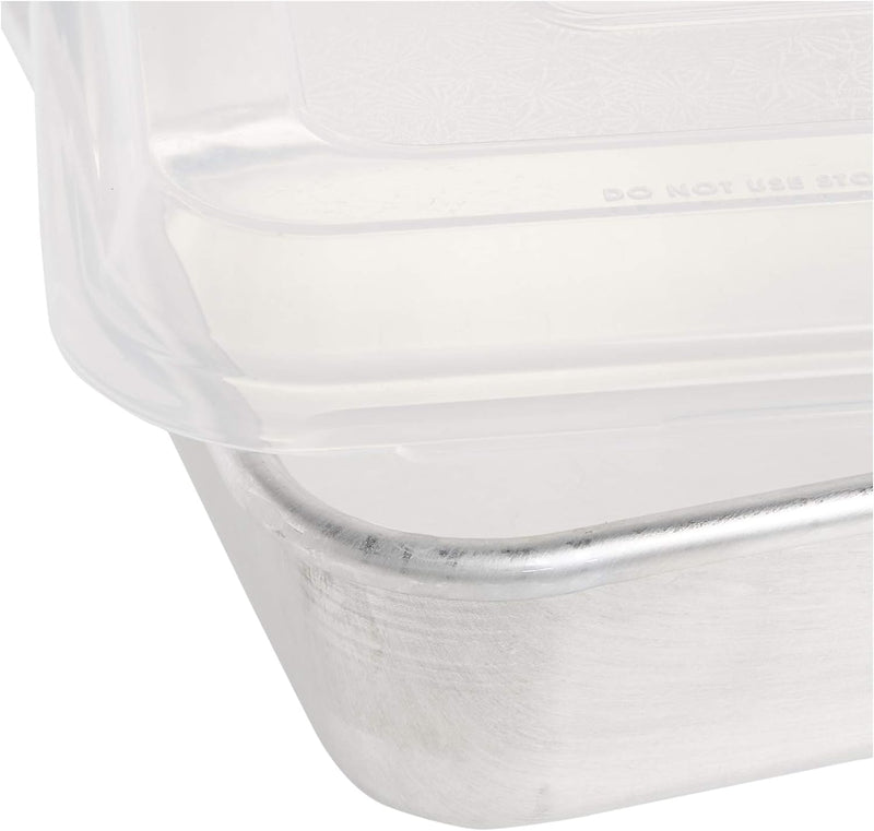 Nordic Ware Natural Aluminum Commercial Square Cake Pan with Lid, Exterior 9.88 x 9.88 Inches