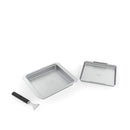 Yukon Glory BBQ 'N Serve Wide Basket Set, featuring a large perforated grill basket with a detachable handle and a solid serving tray.