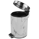Home Basics White Faux Marble Bathroom Trash Can