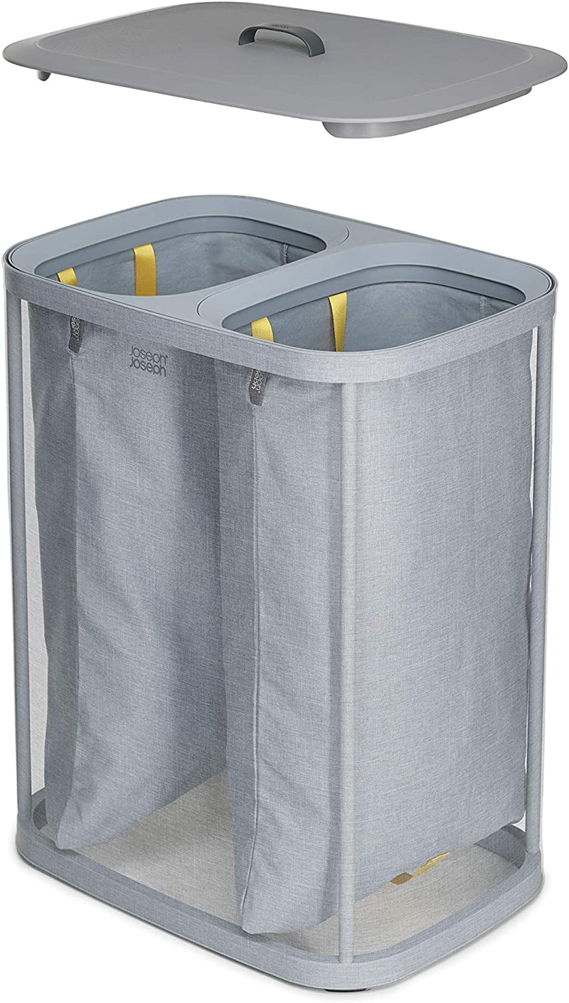 Joseph Joseph Total 90-litre Laundry Hamper Separation Basket with Lid - Grey