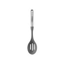 Farberware Professional 13.58-inch gray slotted spoon with stainless steel handle displayed on a white background.