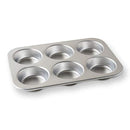 Nordic Ware natural aluminum jumbo muffin pan with six large round cavities 