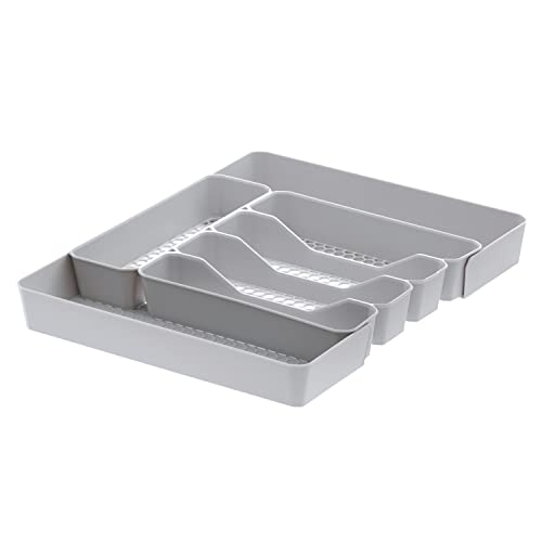 Spectrum Diversified Hexa 5-Divider Silverware Buildup, Drawer Organizer, Stone Gray