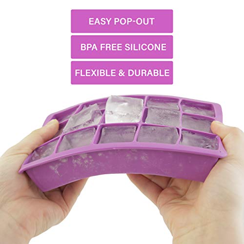 Elbee Home Elbee 613 Coolest 15 Silicone Ice Tray-2-Piece Mold Set-Make 30 Cubes, 7.2 x 2.9 x 4.3 inches, Purple