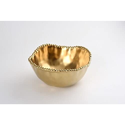 Pampa Bay Titanium-Plated Porcelain Medium Deep Bowl, 8.5 Inch, Matte Gold Tone, Oven, Freezer, Dishwasher Safe