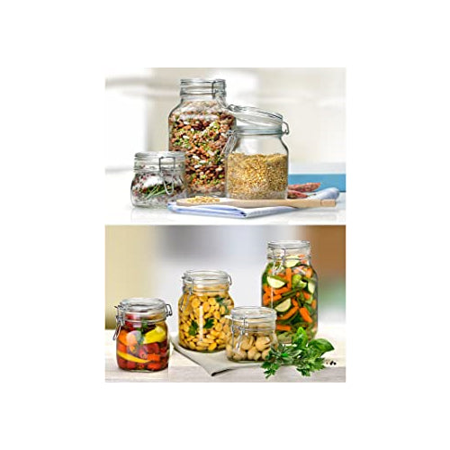 Bormioli Rocco Case of 6 Fido Glass Canning Jar Italian - 2 Liter