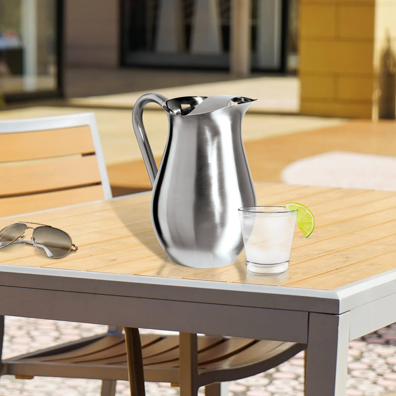 OGGI Stainless Steel Pitcher- Stainless Steel Water Pitcher w/ Ice Guard, Water Carafe, Great Metal Pitcher for Entertaining, Ideal 68oz / 2 Lt Drink Pitcher