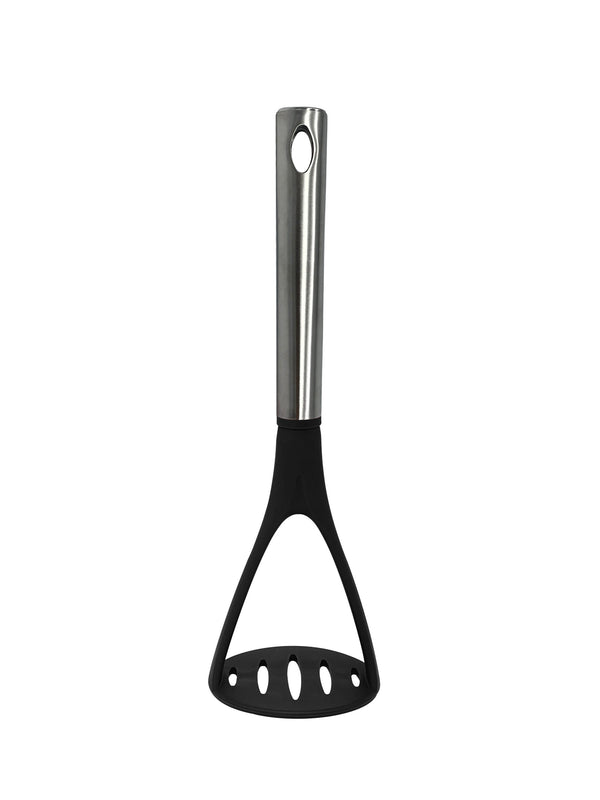 Millvado - Nylon Utensils, Potato Masher, SS Handle, Black, 11"