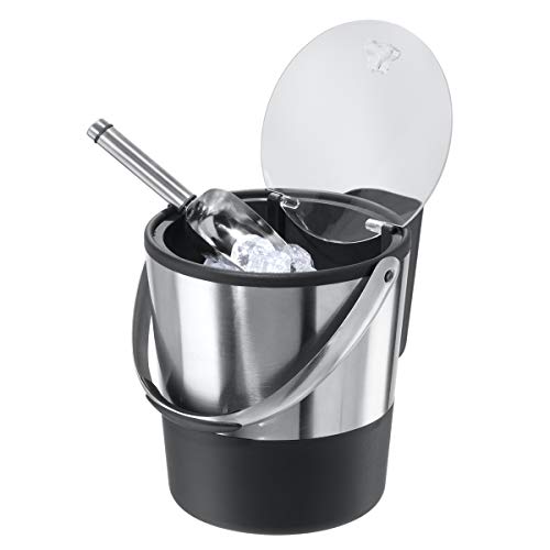 Oggi Insulated Ice Bucket, 4 Quart / 3.8 L, Stainless Steel, Black.