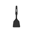 A solid black nylon spatula or short turner with a comfortable handle and rectangular head.