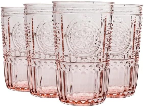 Bormioli Rocco Romantic Cooler Glass, Set of 4, 16 oz, Cotton Candy