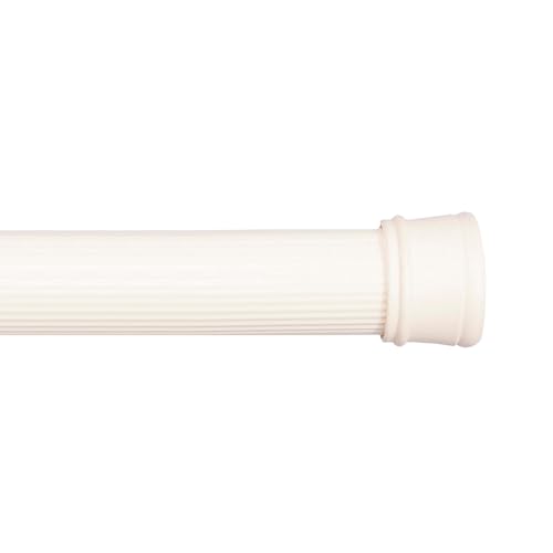 Kenney KN609L/87 Twist & Fit No Tools Spring Tension Standard Shower Curtain Rod with Non-Slip, Non-Scratch Ends, 42-72" Adjustable Length, Easy Install, Cream, 1" Diameter Rust Resistant Steel Tube