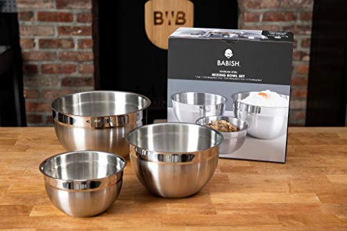 Babish Stainless Steel Mixing Bowl Set, 3-Piece