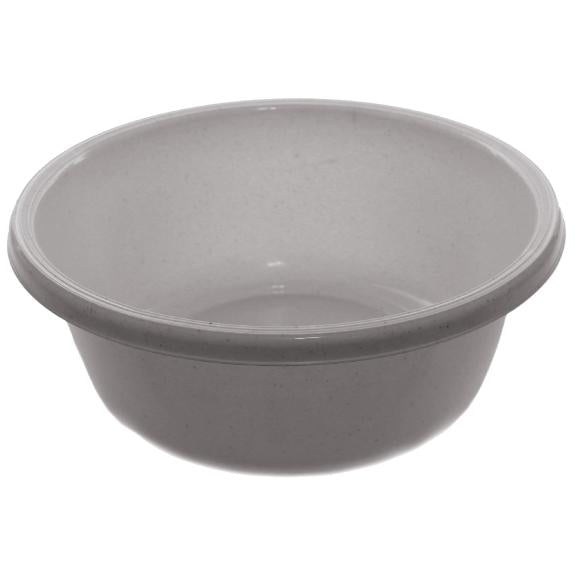 Round plastic wash basin 9.75 in white w/ dots