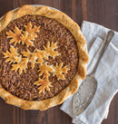 Pie with the top cut using the Red Nordic Ware reversible pie top cutter leaf design