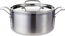  A stainless steel Cuisinart 6-quart saucepot with lid and riveted handle, shown on a white background.