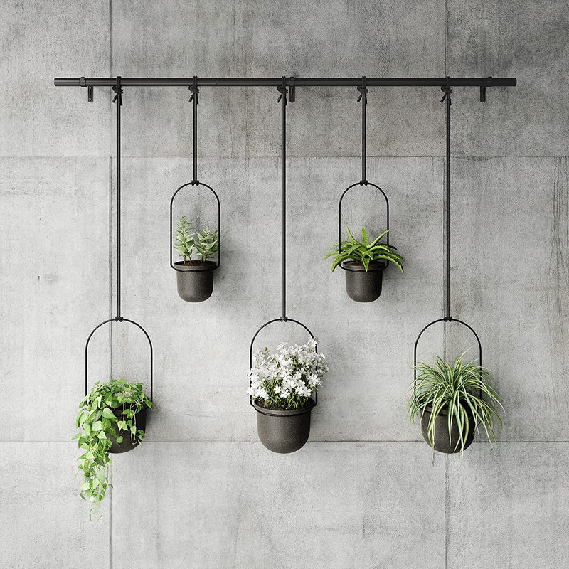 Umbra Triflora Hanging Planter, Set of 5, Black