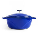 Blue 7.5 quart enamel cast iron Dutch oven with lid