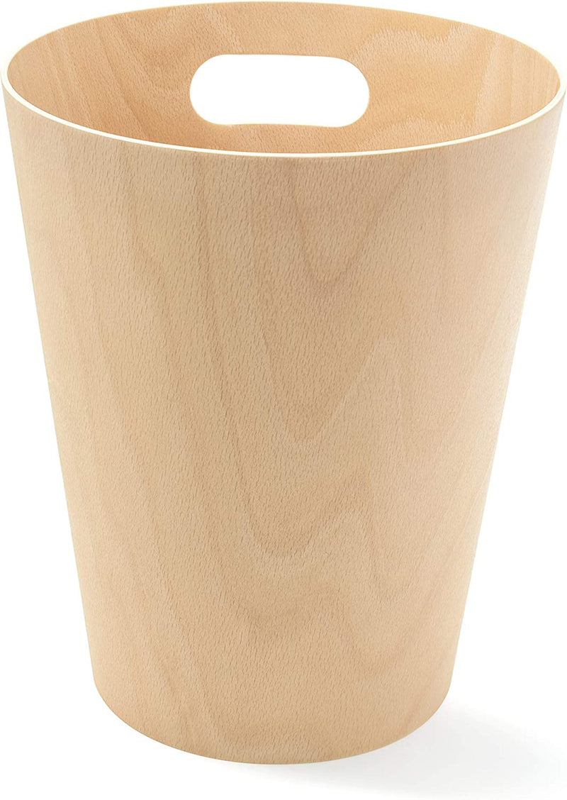 Umbra Woodrow, Natural 2 Gallon Modern Wooden Trash Can Wastebasket or Recycling Bin